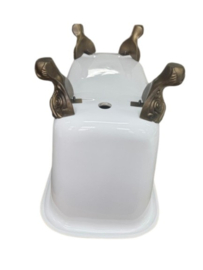 Bad  op pootjes 123cm lang met pootjes in kleur, zonder overloop en verchroomde klikafvoer