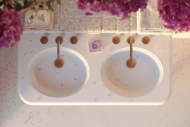 retro dubbele wastafel 120cm van de serie Romantica