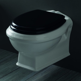 AR006, toiletzitting voor KSTA, Arcade. Old England glans zwart met soft close scharnieren chroom