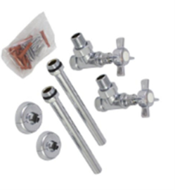 klassieke handdoekverwarming KSRA002  wandmodel INCL. kranen chroom