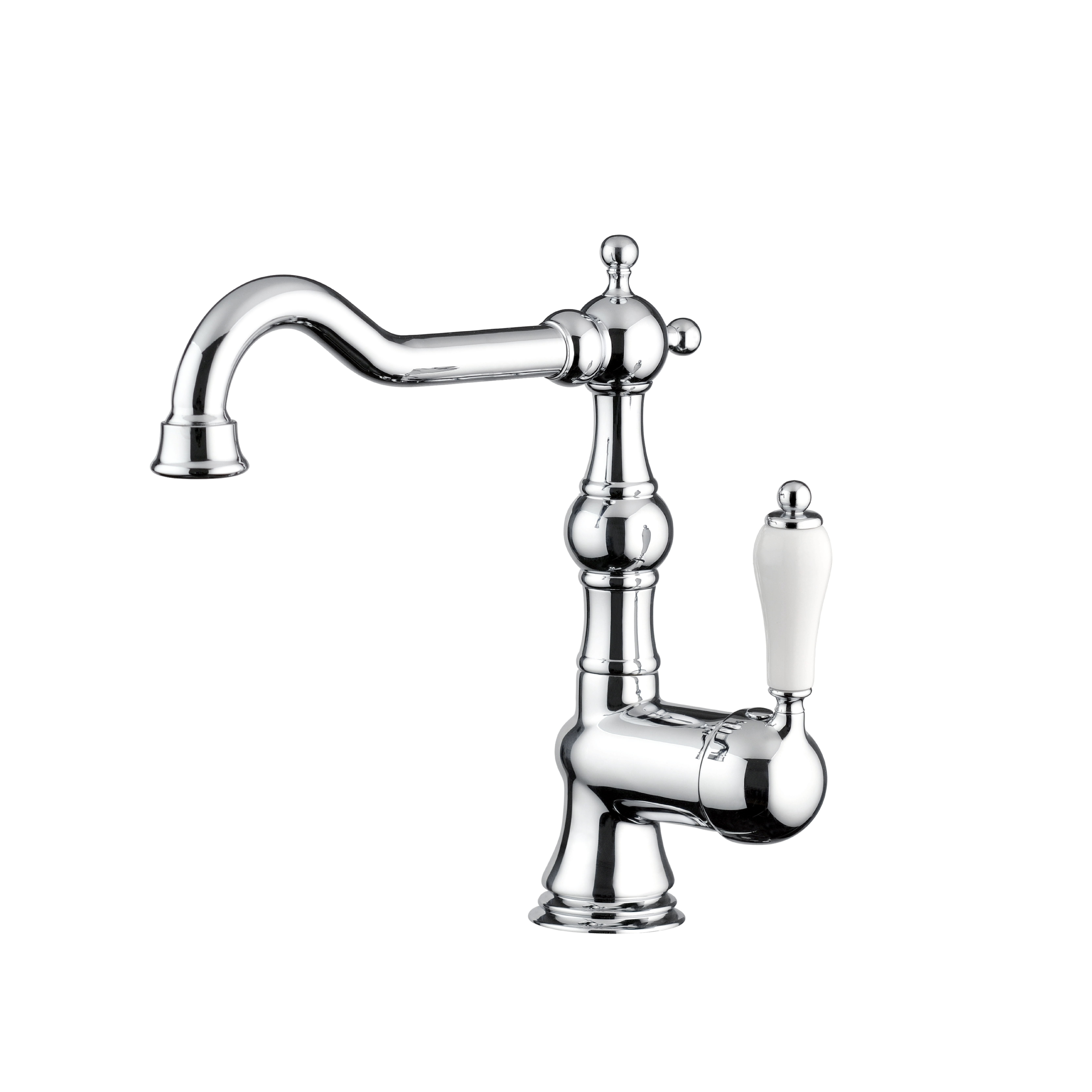 Klassieke wastafelkraan MBR1174  Roxton serie compleet met klik afvoer  en draaibare uitllopchroom