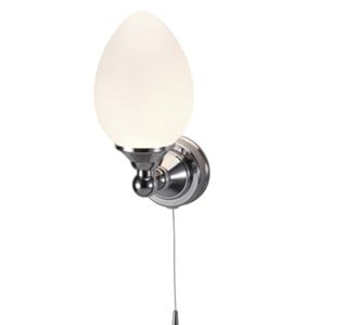 KSV0009 klassieke badkamerlamp met glazen bol, armatuur chroom