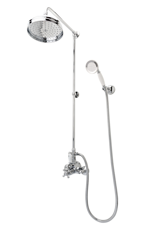 MB8202 Klassieke douchekraan met thermostaat compleet met hoofddouche 20cm  en handdouche