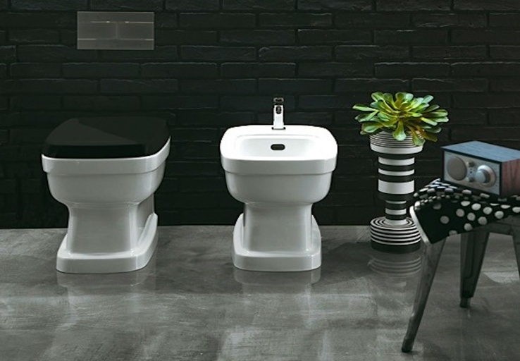 Llandelijke toiletpot in retro stijl, klassieke bidet en nostalgische staand toilet, Simas van Klassiek Sanitair Nederland BV collectie