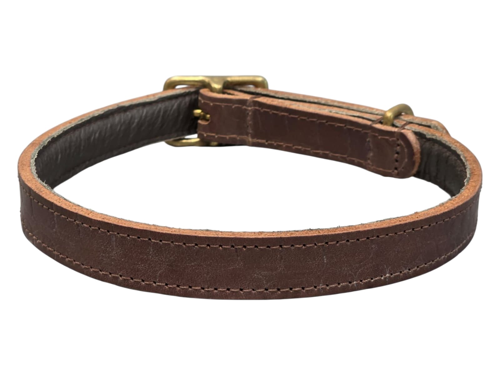 Halsband Croc Bruin Messing (uitlopend)