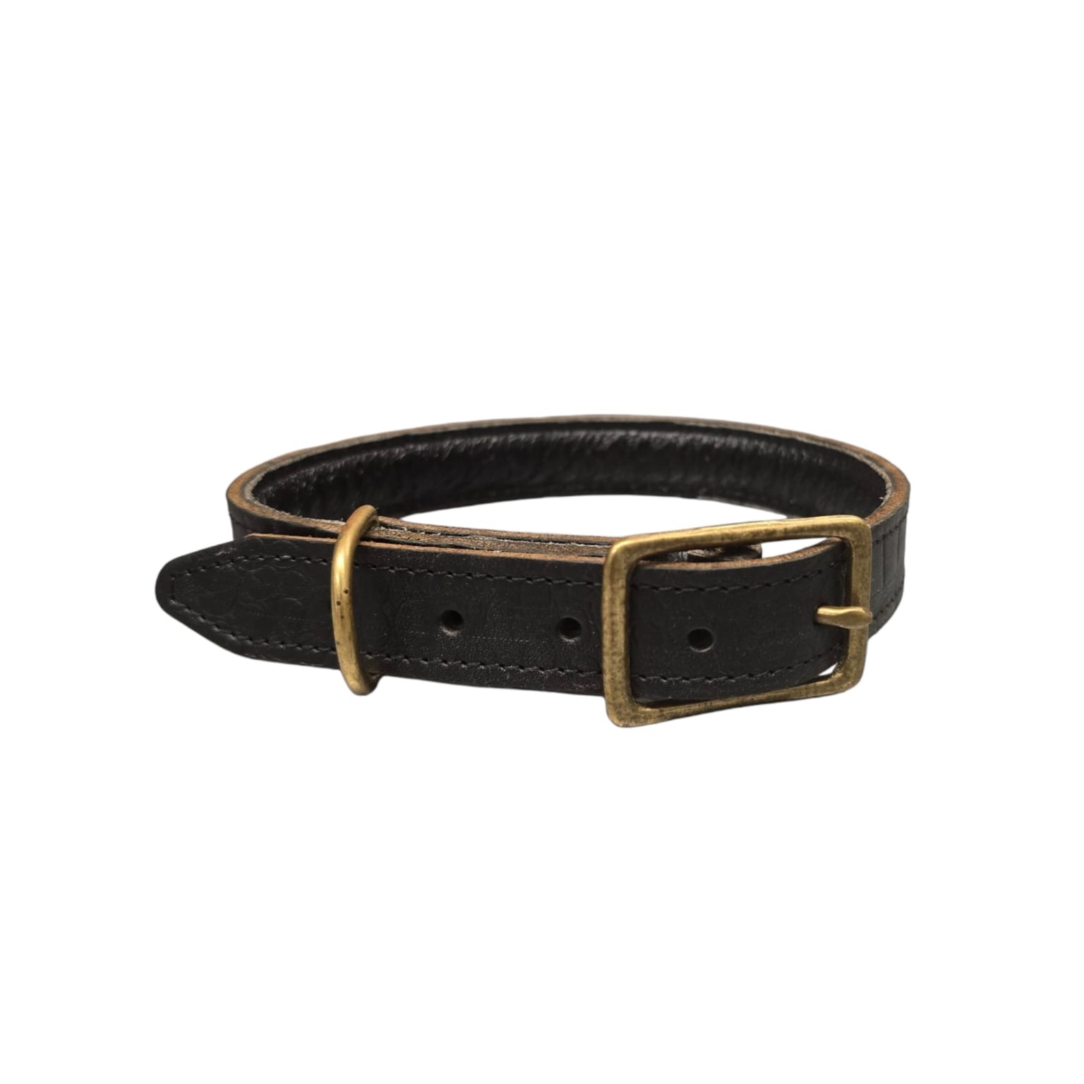 Halsband Croc Zwart Messing (uitlopend)