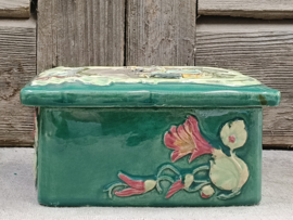 Oude Art Nouveau Franse barbotine bak