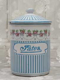 Oud emaille voorraadbus Pâtes