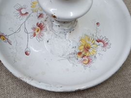 Oud gebloemd emaille kandelaar VERKOCHT