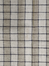 Oude geblokte theedoek, donkerblauw streep