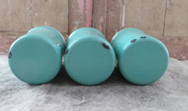 Oud mintgroen emaille bussenset VERKOCHT