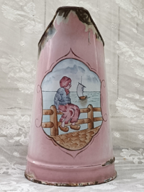 Oud Frans roze emaille lampetkannetje VERKOCHT