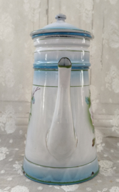 Oude Japy koffiepot met filter, paarse rozen