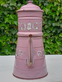 Oud roze emaille koffiepot VERKOCHT