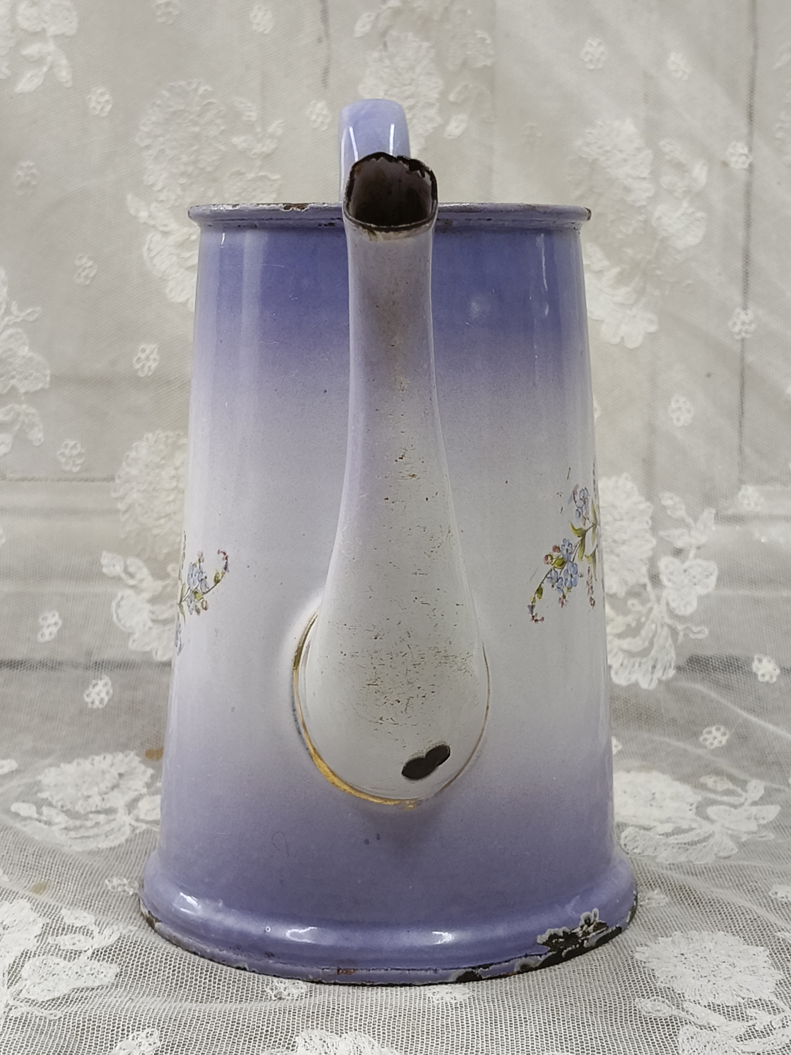 Oud emaille paars koffiepotje