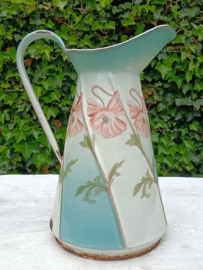 Oude Frans emaille lampetkan met bloemen