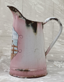 Oud Frans roze emaille lampetkannetje VERKOCHT