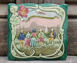 Oude Art Nouveau Franse barbotine bak