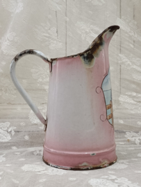 Oud Frans roze emaille lampetkannetje VERKOCHT
