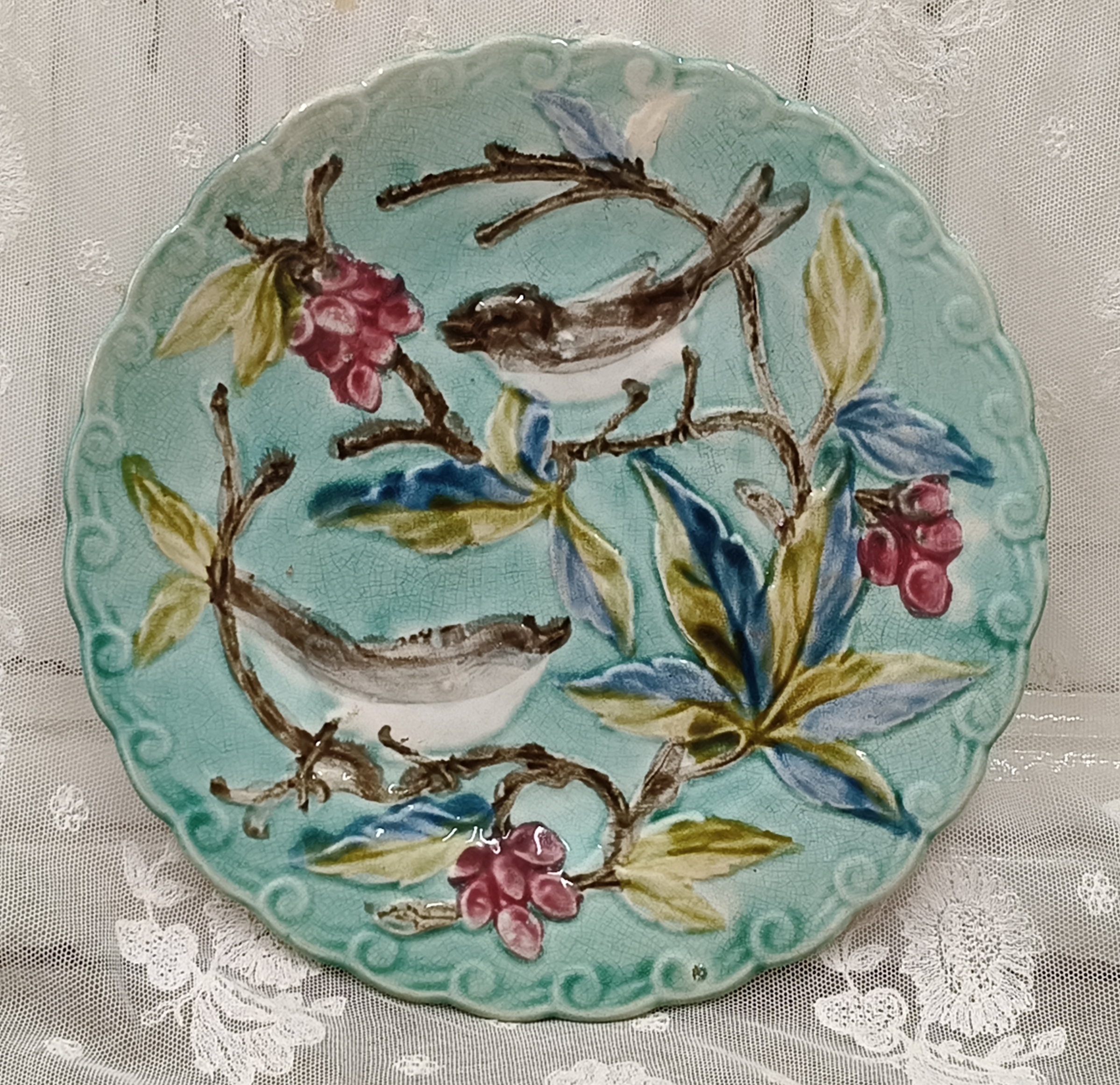 Oud barbotine bordje VERKOCHT