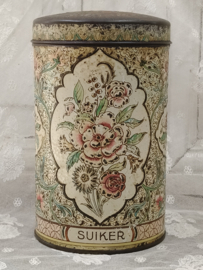 Oud gebloemd blik, suiker