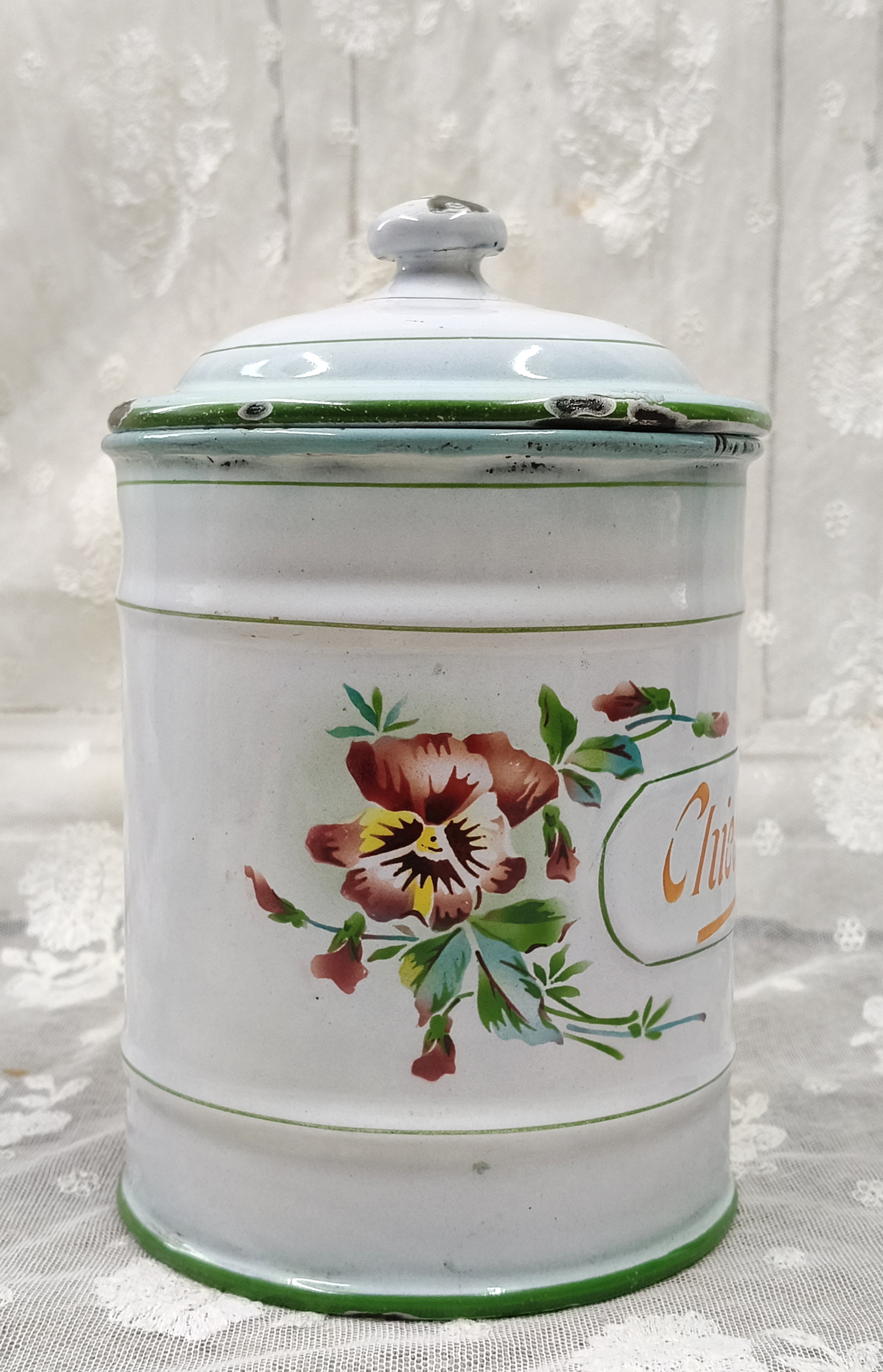 Oud emaille voorraadbus, Chicorée 2