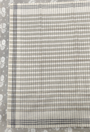 Oude geblokte theedoek, donkerblauw streep