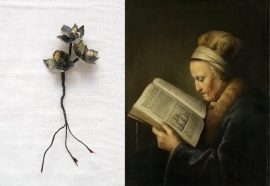 Small flowers made of fabric printed with a Rijksmuseum painting