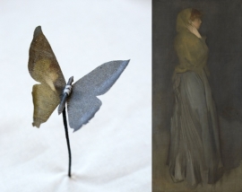 Vlinder bedrukt met Rijksmuseum schilderij Arrangement in Yellow and Gray