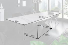 Uitschuifbare eettafel Rome  180-220-260 cm keramiek in marmerlook Wit