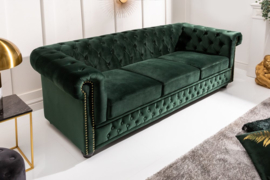 Chesterfield 3-zitsbank 205 cm fluweelgroen fluweel met knoopsluiting en veerkern