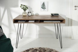 Massief bureau SCORPION 110 cm grijze acacia haarspeldpoten
