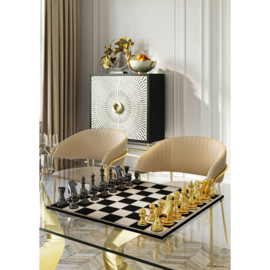 Eettafel Gloria Goud met Glas 200x100cm