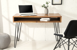 sheesham hout Retro bureau SCORPION 110 cm  met ondervak steen finish Haarspeldpoten palissander