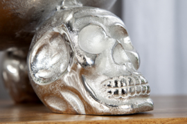 Ontwerp fruitschaal SKULL 35 cm zilveren aluminium schedelschaal