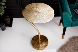 Handgemaakte bijzettafel 40 cm goud in een filigraan bladdesign