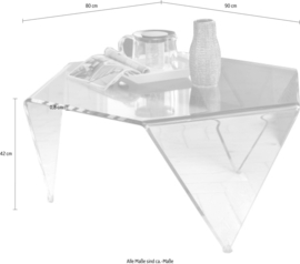 Design Glazen Salontafel Transparant Diamant 90 cm