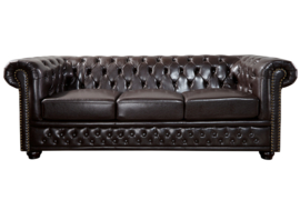 Nobele Chesterfield 3-zits bank coffee bruine knoop stiksels  210cm