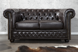 Elegante Chesterfield 2-zits bank  Coffee bruine knoop stiksels