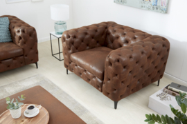 Elegante Chesterfield fauteuil MODERN BAROQUE 120 cm antiek bruin