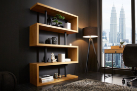 Design wandmeubel  boekenkast met vijf planken S 165 cm eiken look