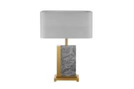 Design tafellamp ELEGANCIA 65cm goudgrijze stoffen kap marmer