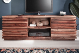 Massief TV lowboard 150 cm sheesham hout met een uitgewerkte voorkant