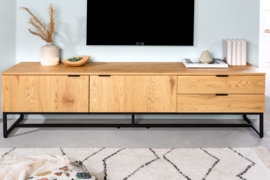 Modern TV-bord X7 180 cm eiken decor laag bord met zwart frame