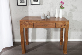 Massief secretaresse MAKASSAR 100cm consoletafel Sheesham steenafwerking Bureau met unieke nerf