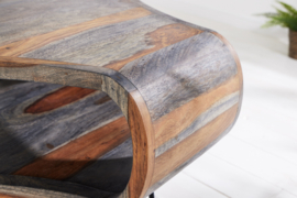Retro salontafel ORGANIC LIVING 70cm grijs massief sheeshamhout met opbergruimte Hairpin Poten