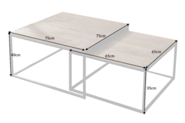 Set van 2 design salontafels ELEMENTS 75cm Sheesham stone finish
