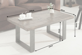 Design salontafel 100cm mangohout grijs industrieel design