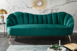 Retro 3-zitsbank ARIELLE 220 cm aqua fluweel 3-zitsbank met sierstiksels