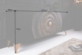 Handgemaakt dressoir Black Golden 177 cm zwart goud mangohout